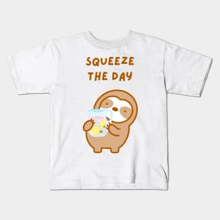 Squeeze the Day Pink Lemonade Sloth Kids T-Shirt